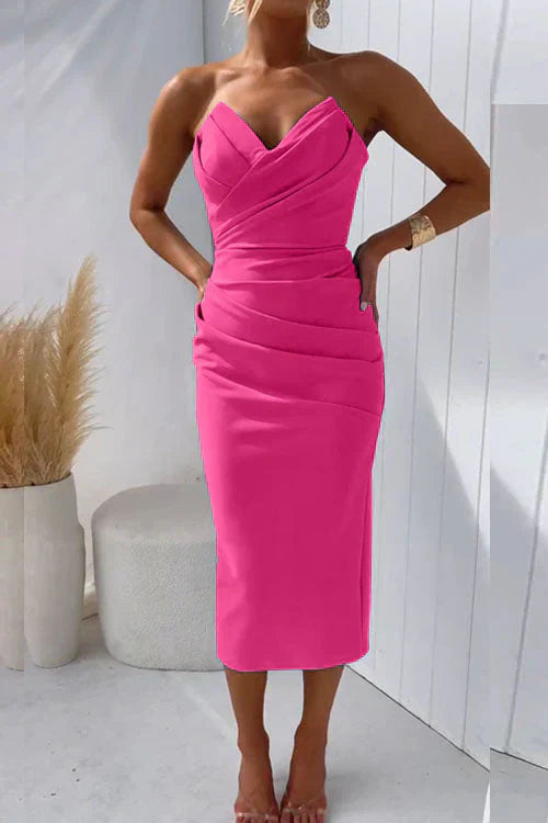 Norella – Draped Sweetheart Midi Dress