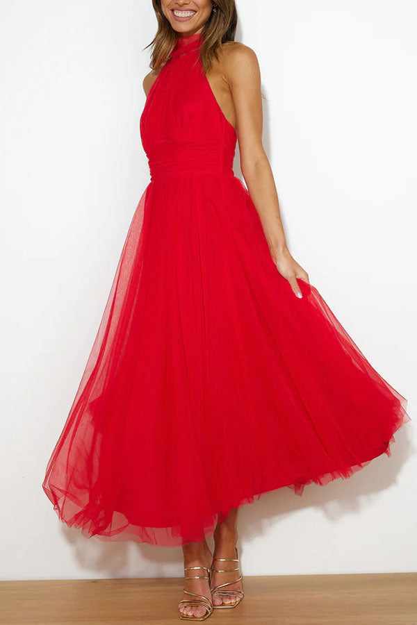 Phoebe – Halter Tulle Tea Dress