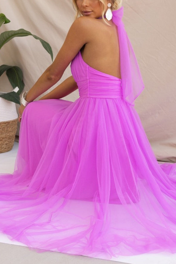 Phoebe – Halter Tulle Tea Dress