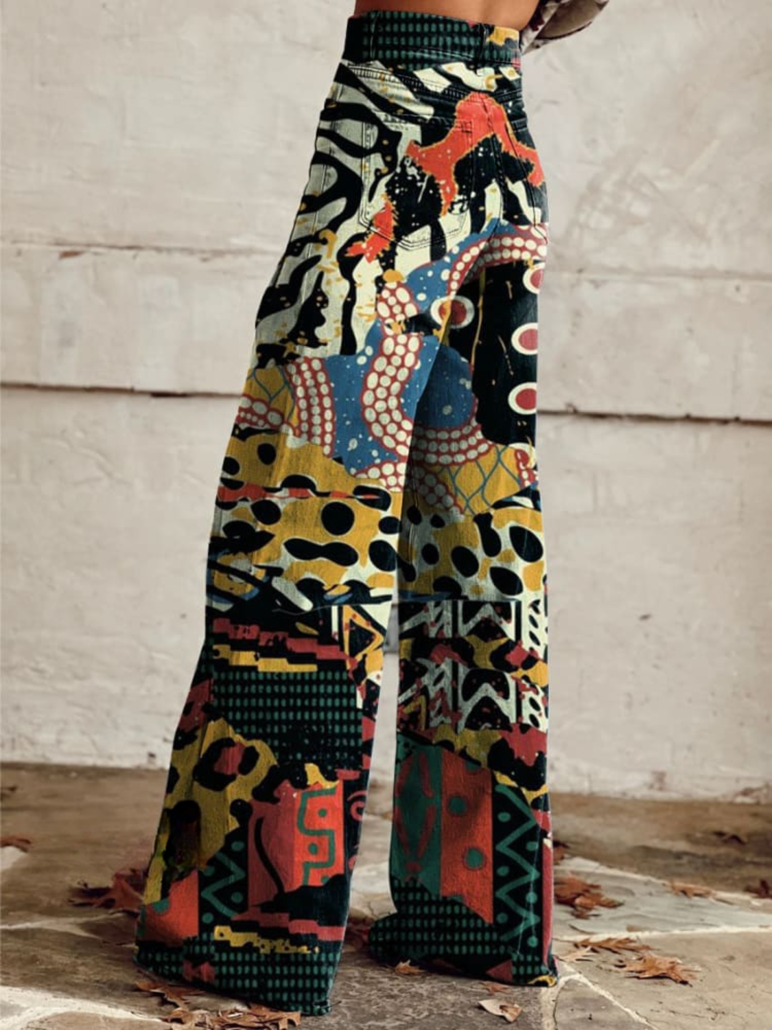 Virella – Wide Leg Artistic Print Trousers