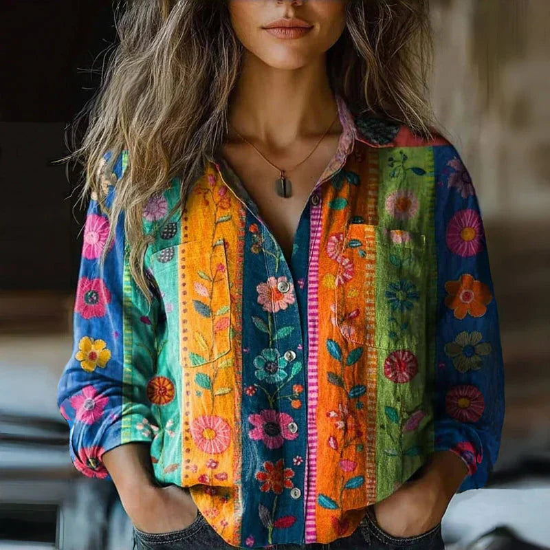 Nives™ – Bohemian Pattern Vintage Blouse
