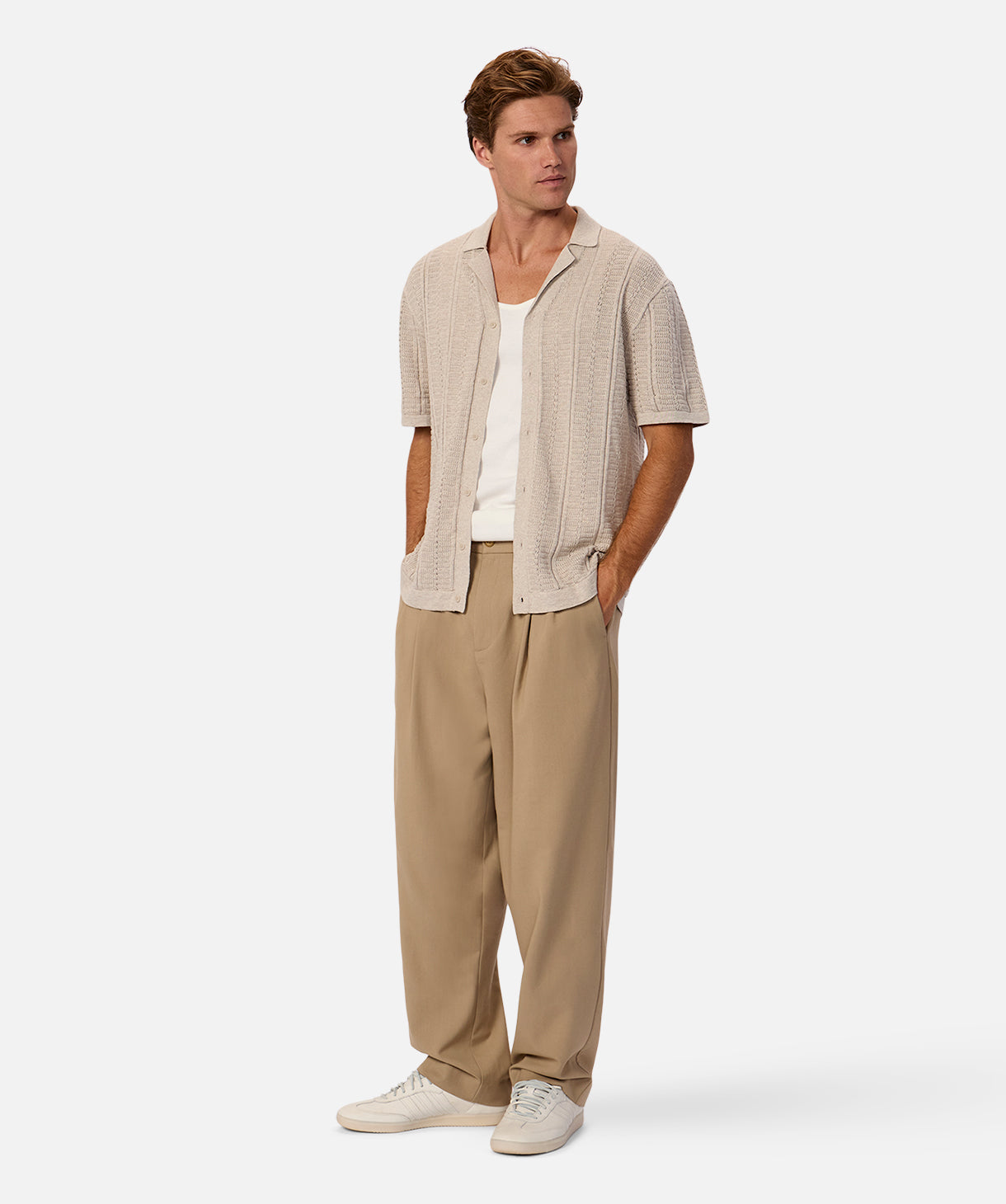 Noah- Short Sleeve Beige Shirt