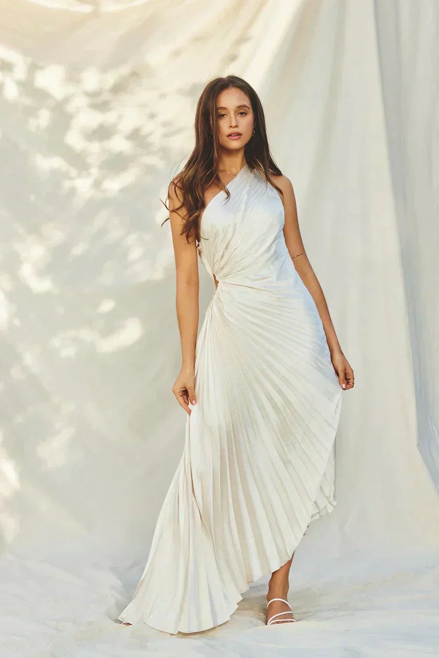 Sylviana – Twist-Pleated Midi Dress