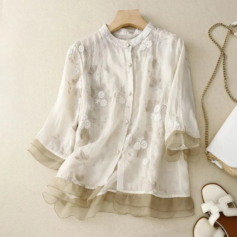 LUNA - Embroidered Cotton Blouse