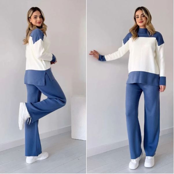 Marie - Wenja Round Neck Top and Wide Leg Trousers 2 Piece Set