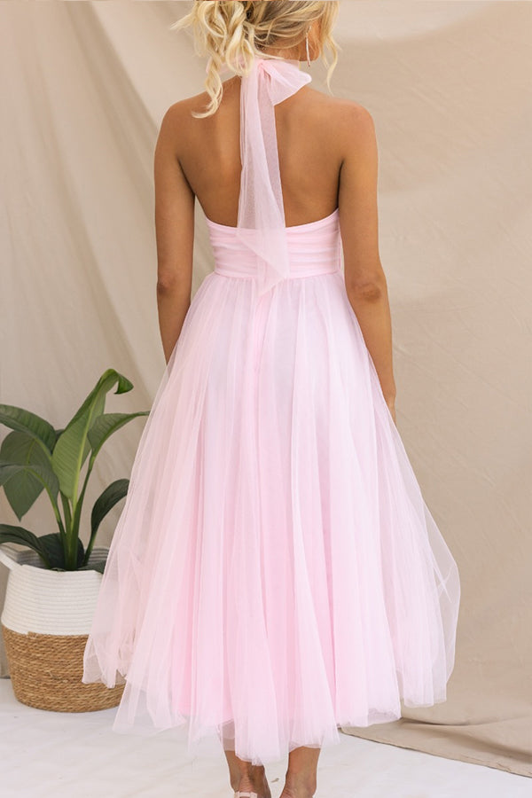 Phoebe – Halter Tulle Tea Dress