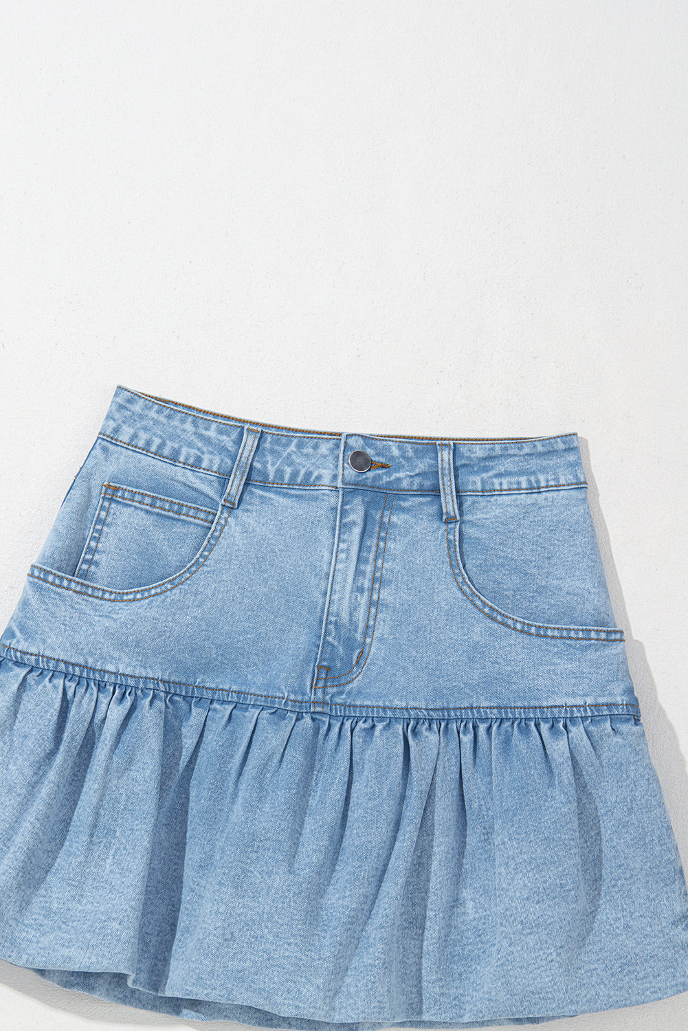Myosotis - Bubble Hem Denim Mini Skirt