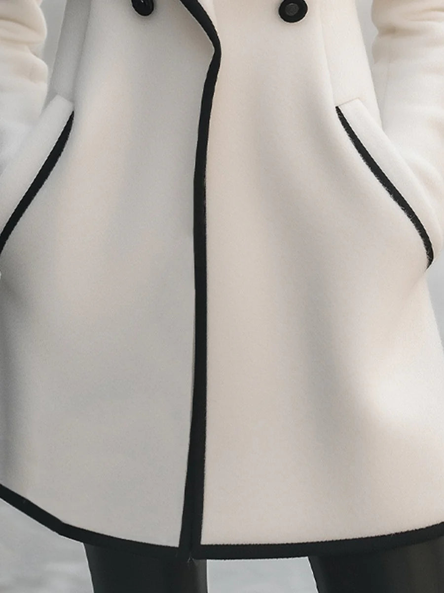 Chelsea - Double-Breasted White Coat with Black Trim