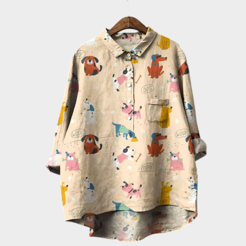 MARIANELLA | Oversize Blouse with Canine Print and Everyday Comfort for a Cheerful Style