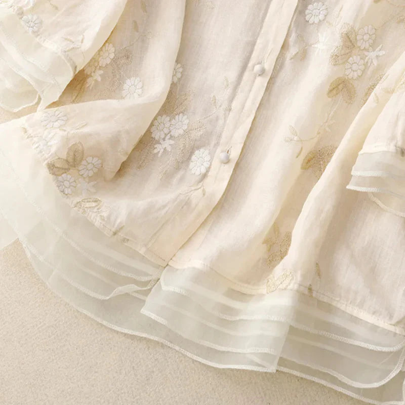 LUNA - Embroidered Cotton Blouse