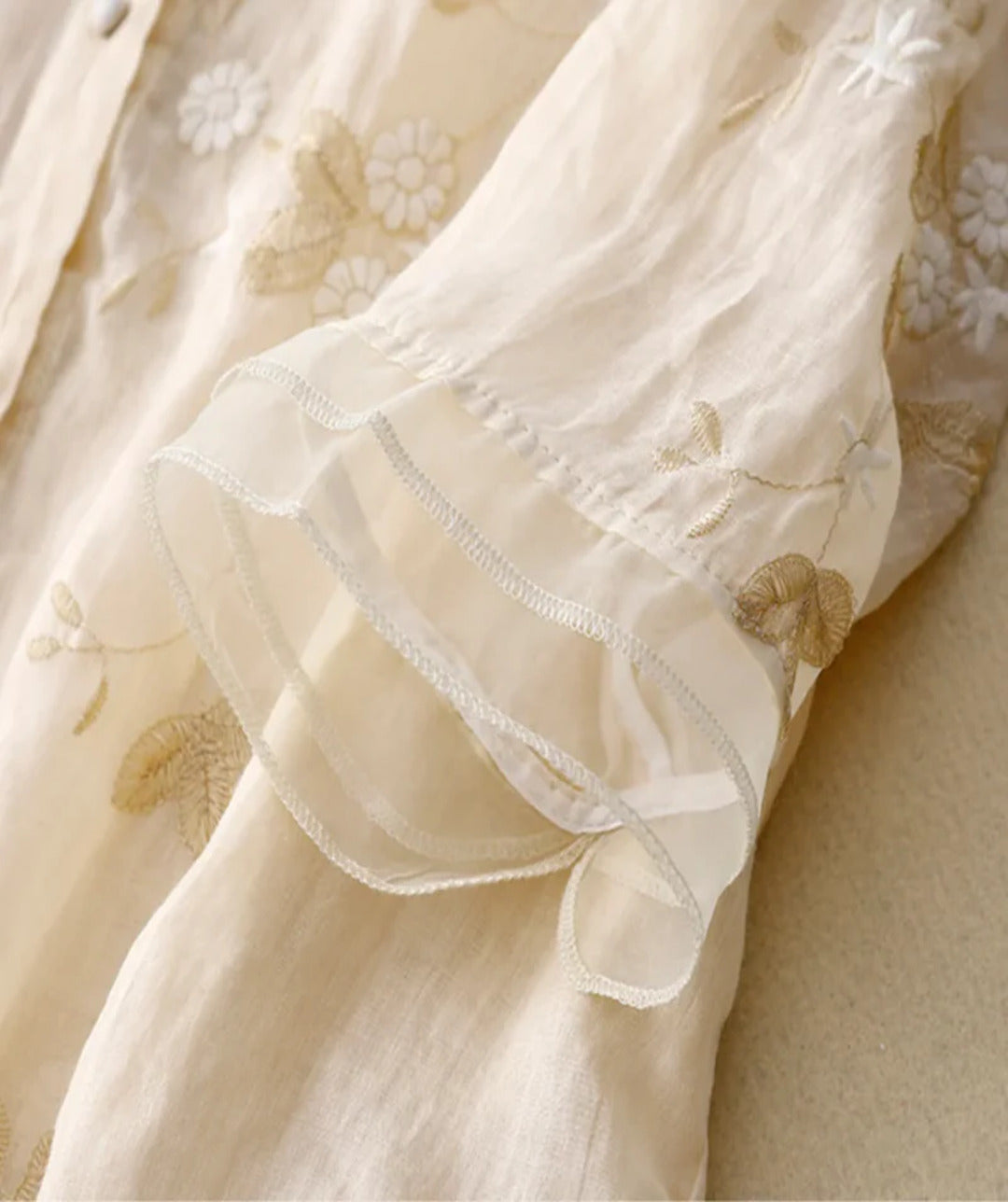 Sophie – Embroidered Floral Cotton Blend Blouse