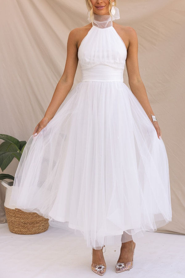 Phoebe – Halter Tulle Tea Dress