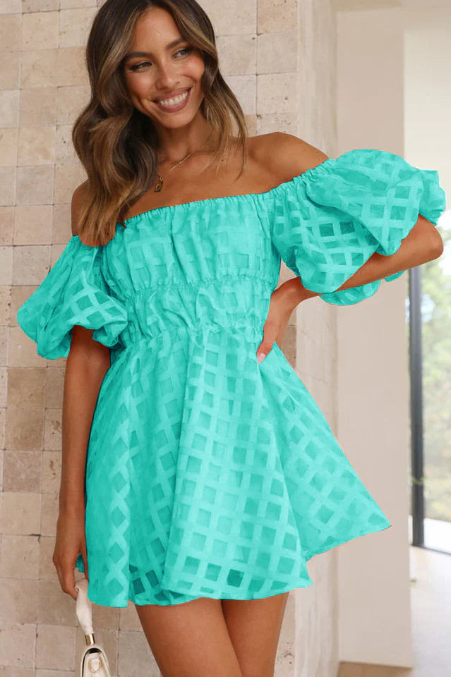 Evie – Off-Shoulder Mesh Mini Dress