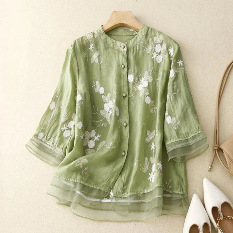 LUNA - Embroidered Cotton Blouse