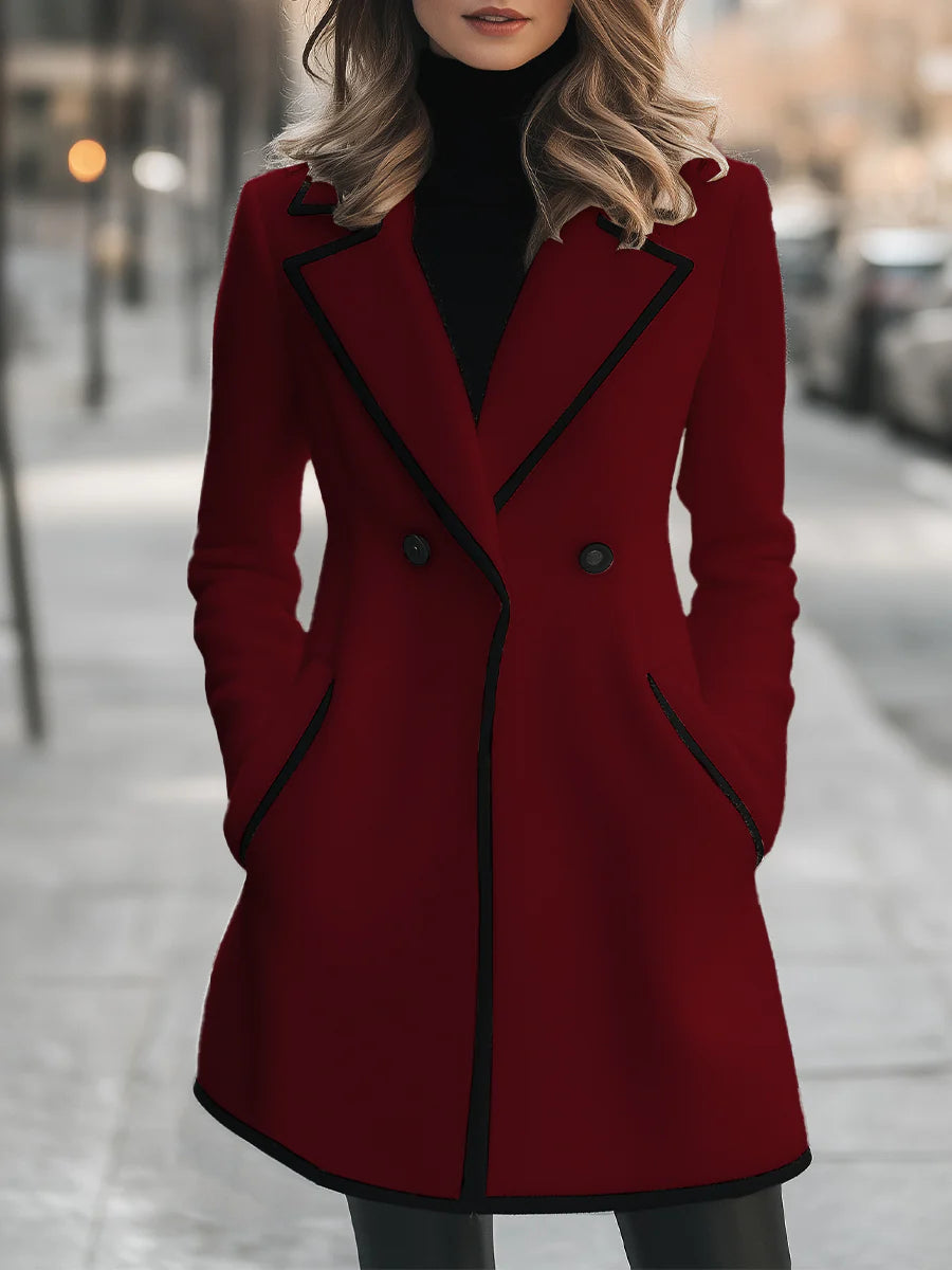 Chelsea - Double-Breasted White Coat with Black Trim