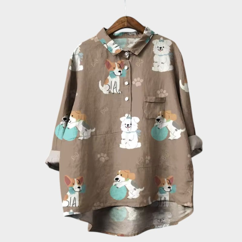 MARIANELLA | Oversize Blouse with Canine Print and Everyday Comfort for a Cheerful Style