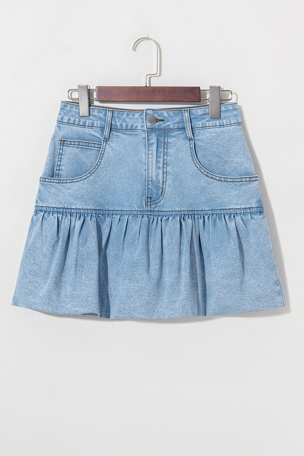 Myosotis - Bubble Hem Denim Mini Skirt