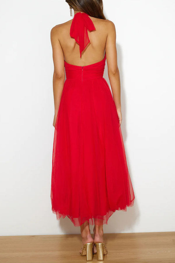 Phoebe – Halter Tulle Tea Dress