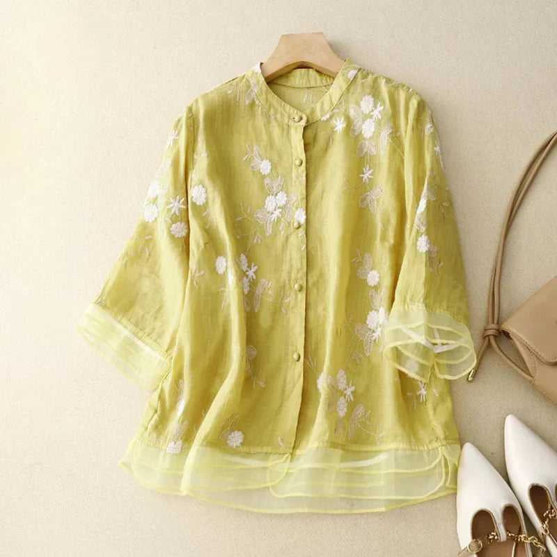 LUNA - Embroidered Cotton Blouse