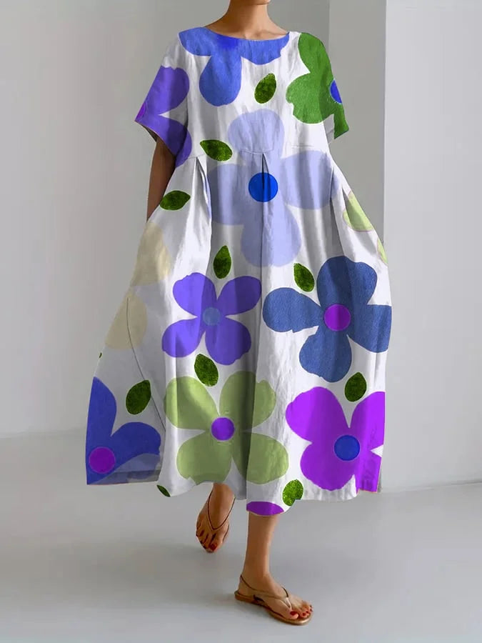 ELIANA | Floral Midi Dress with Carefree Style and Summer Comfort for Colourful Days