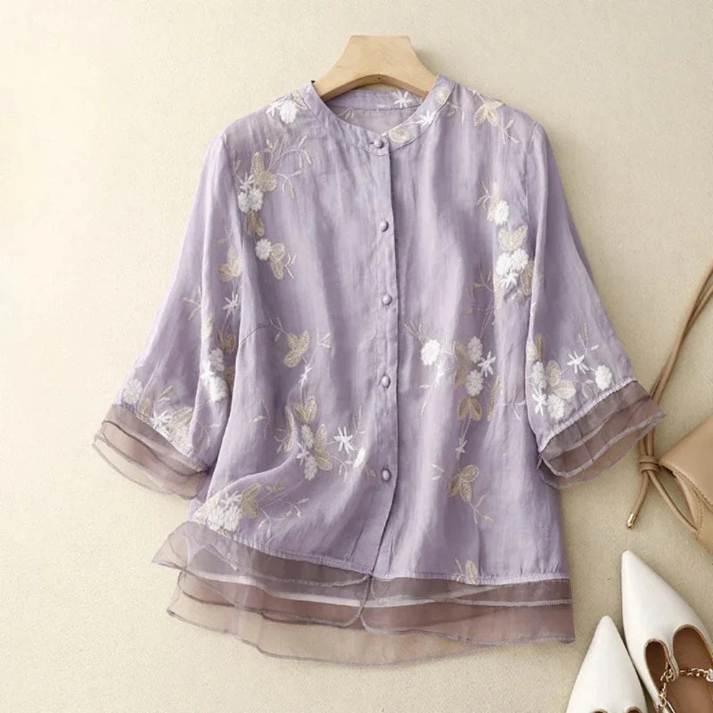 LUNA - Embroidered Cotton Blouse