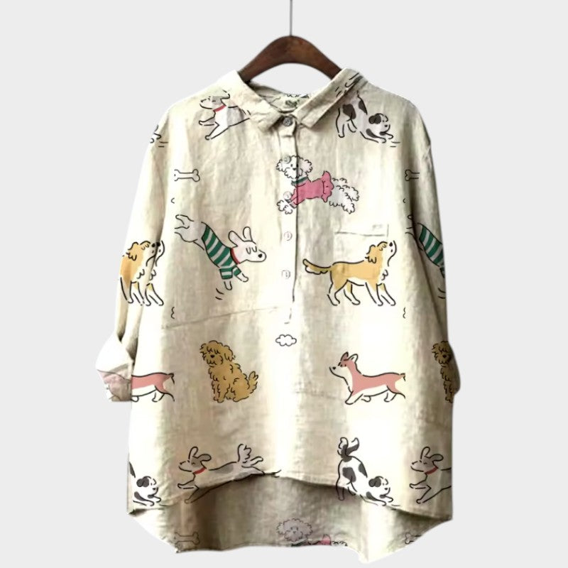 MARIANELLA | Oversize Blouse with Canine Print and Everyday Comfort for a Cheerful Style
