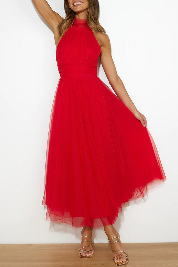 Phoebe – Halter Tulle Tea Dress