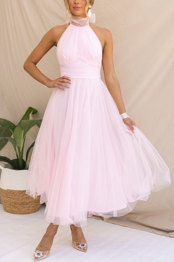 Phoebe – Halter Tulle Tea Dress