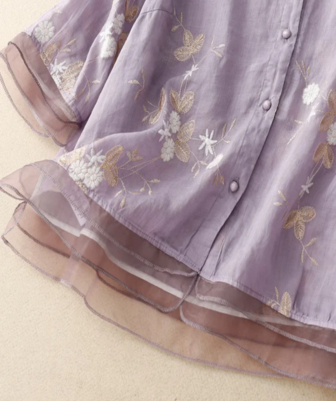 Sophie – Embroidered Floral Cotton Blend Blouse