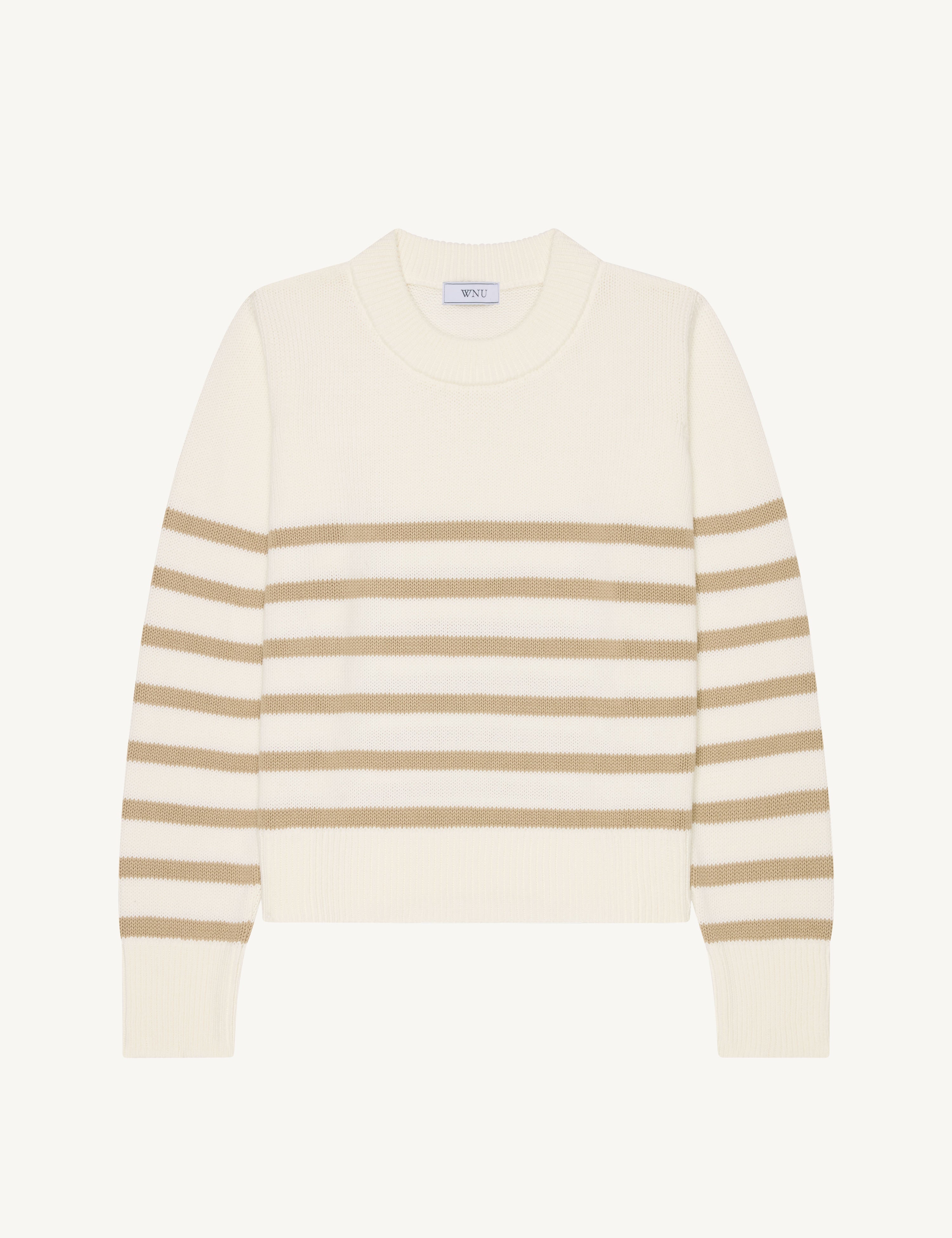 Isla - Devon Jumper: Cotton, Latte Stripe