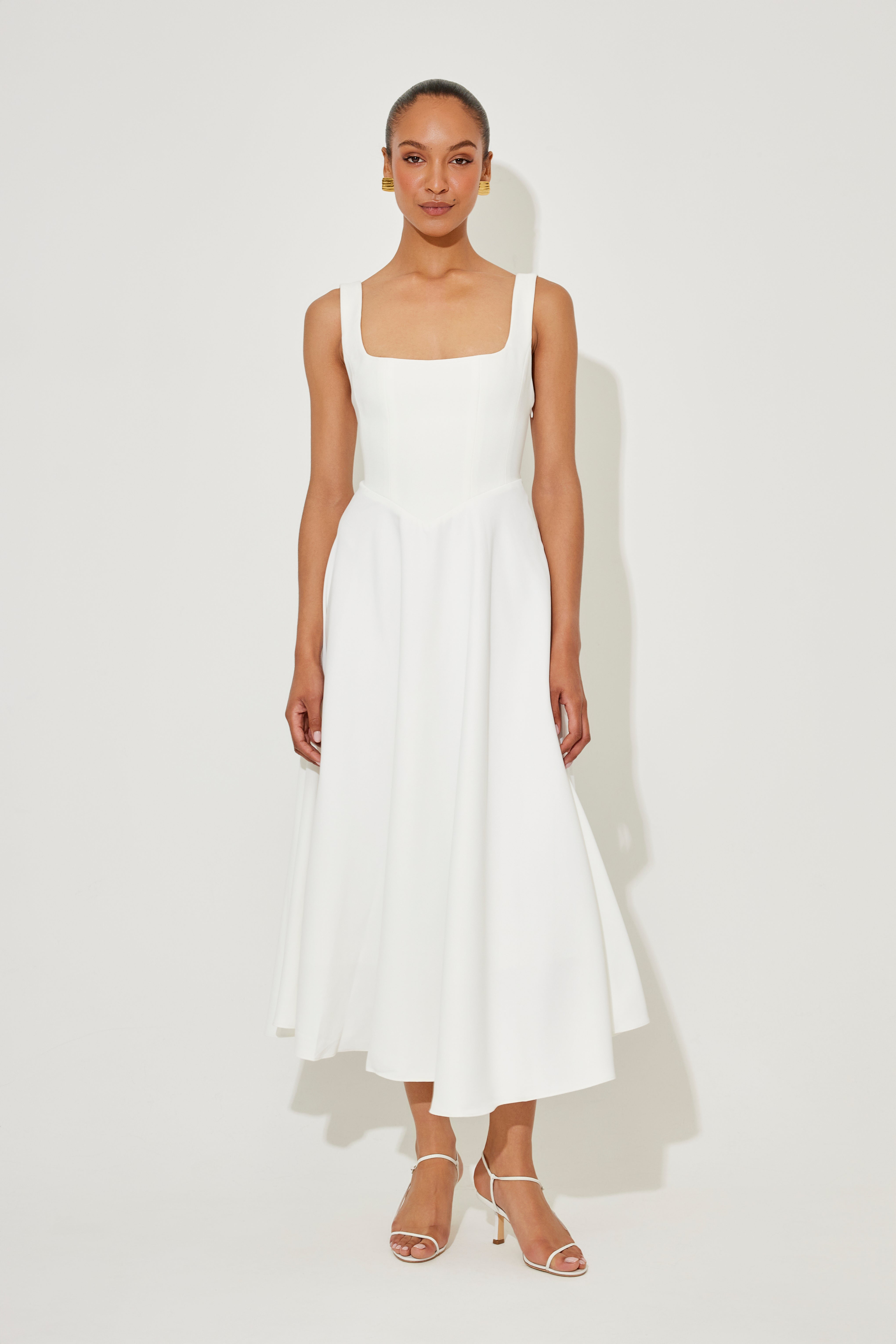 Amelia – Classic Square Neck Midi Dress