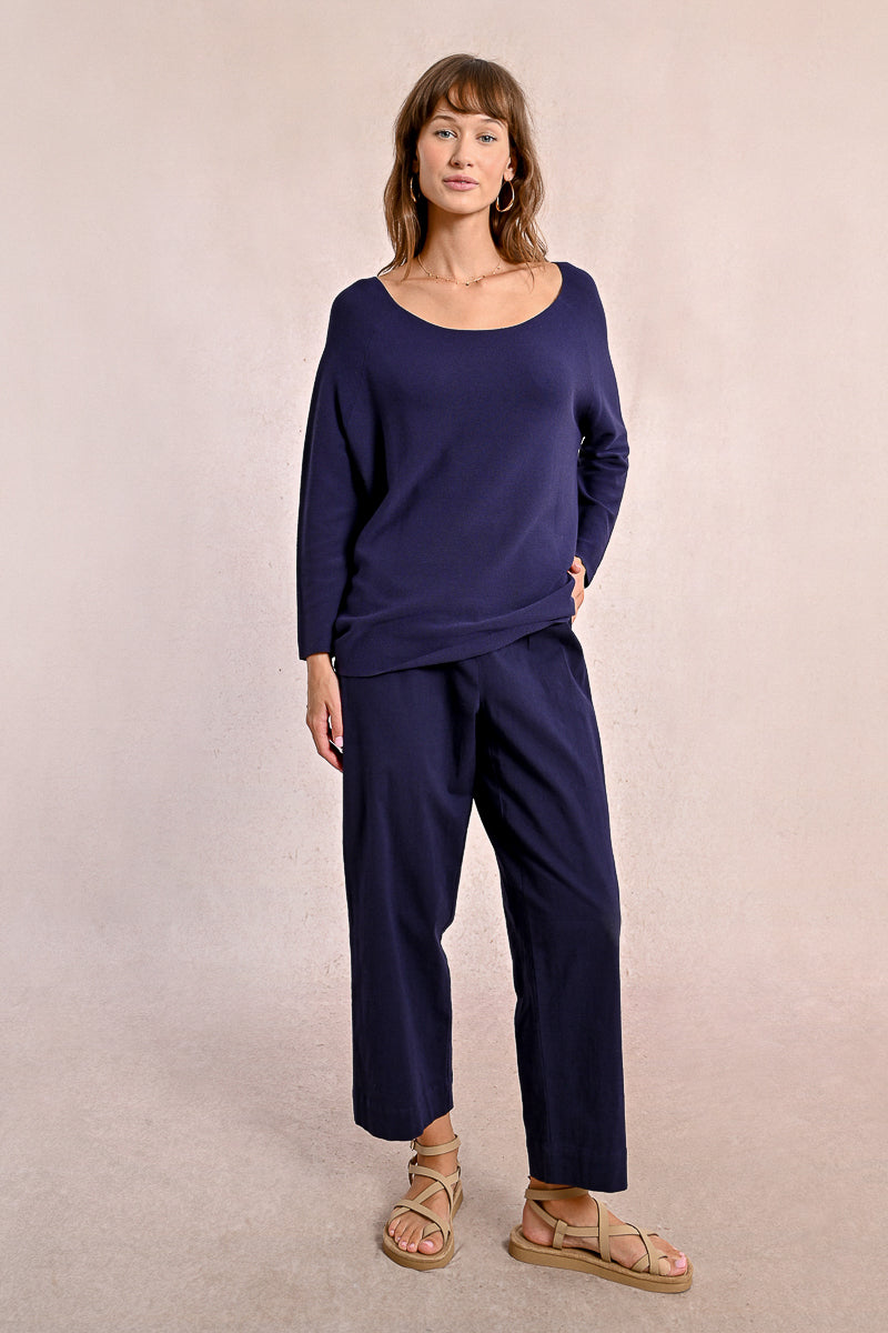 Eliza – Navy Dolman Sleeve Summer Sweater