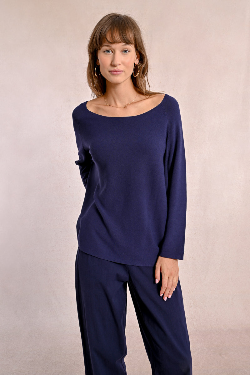 Eliza – Navy Dolman Sleeve Summer Sweater