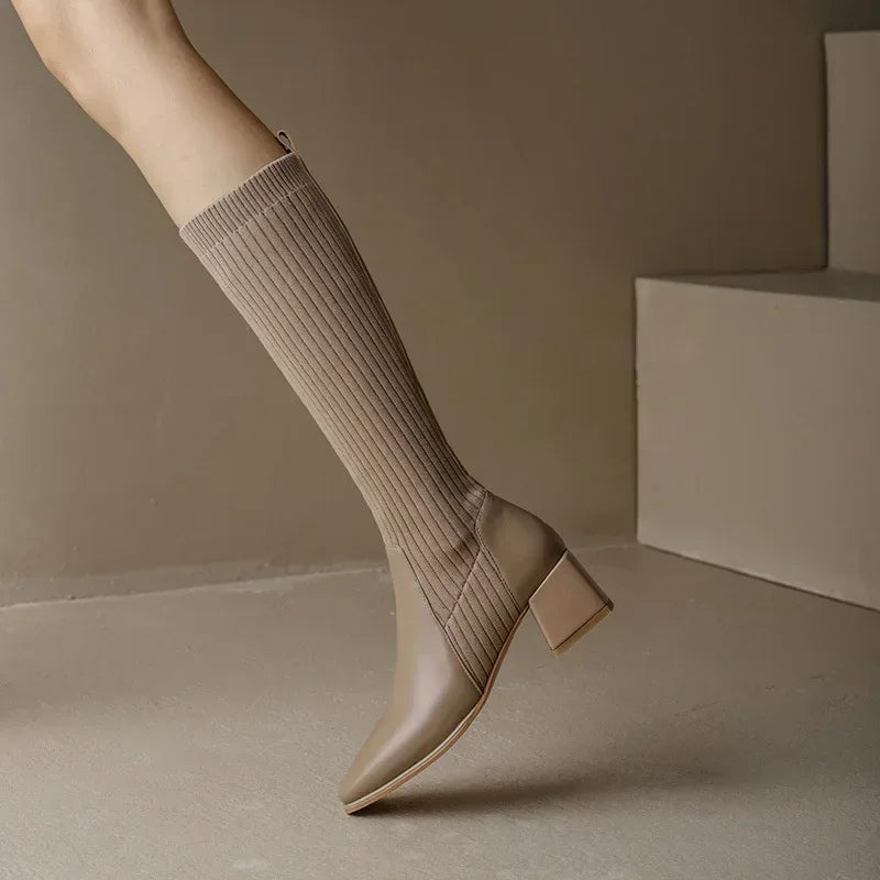 Knitted long boots