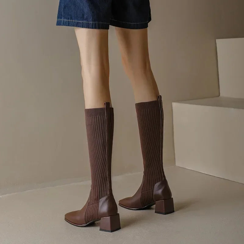 Knitted long boots