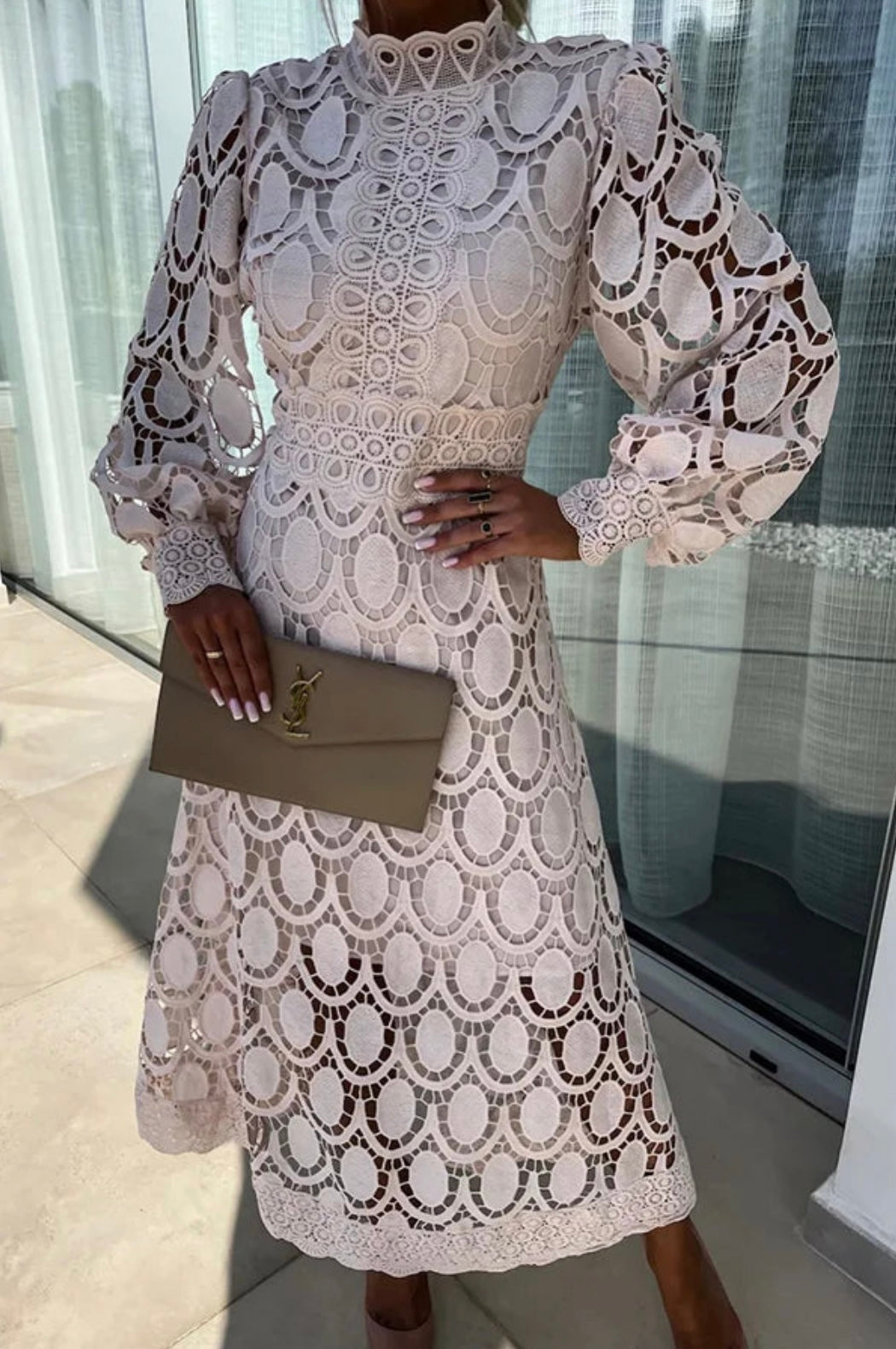 Charlotte – Embroidered Lace Midi Dress