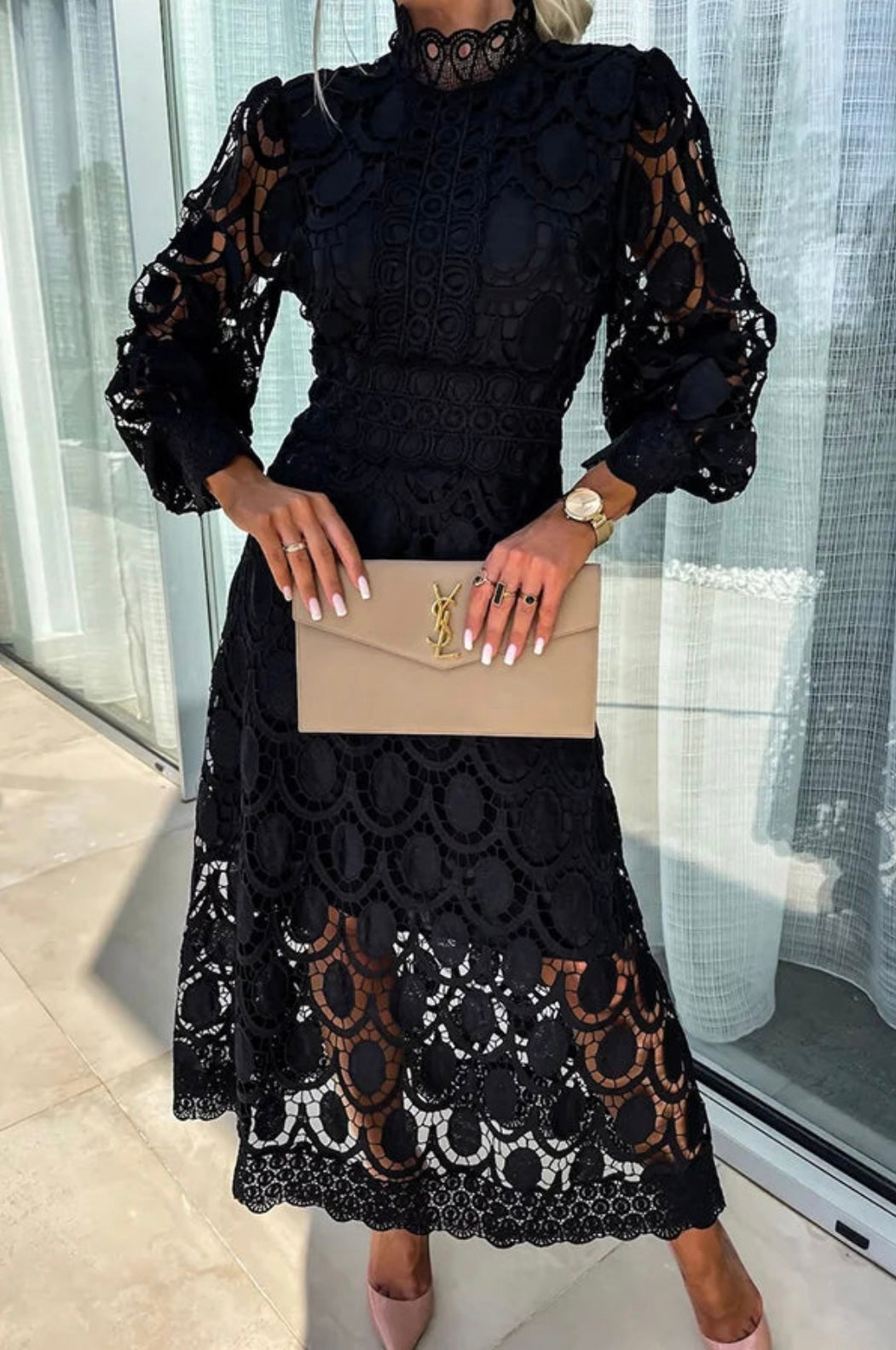 Charlotte – Embroidered Lace Midi Dress