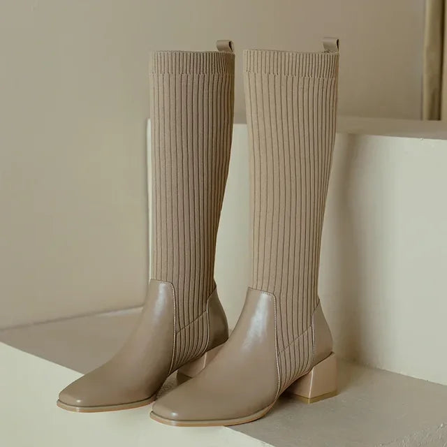 Knitted long boots