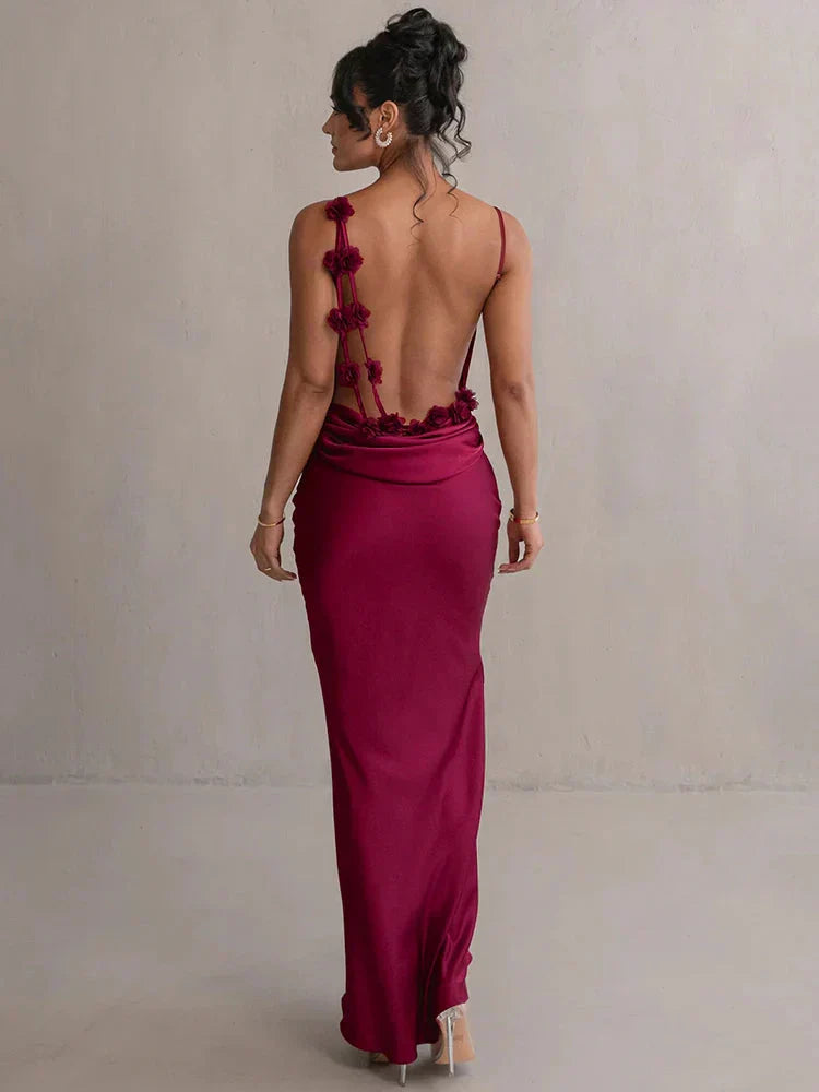 Cassiane – Floral Strap Backless Gown