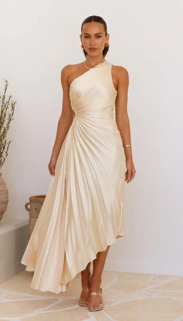 Sylviana – Twist-Pleated Midi Dress
