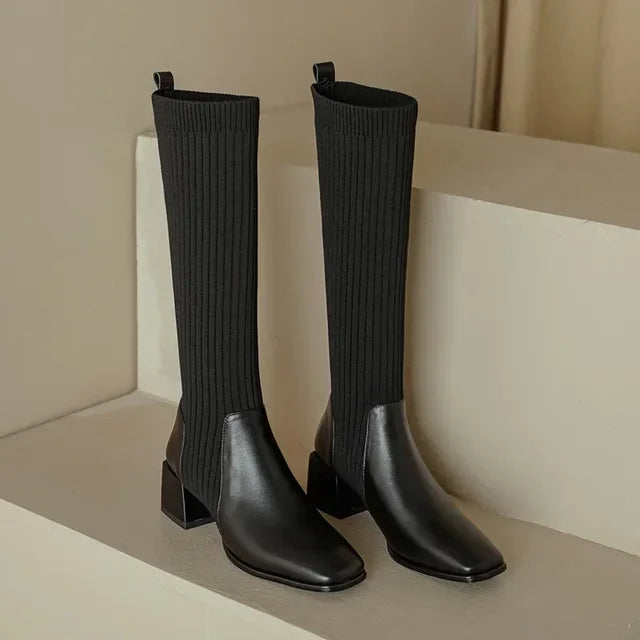 Knitted long boots