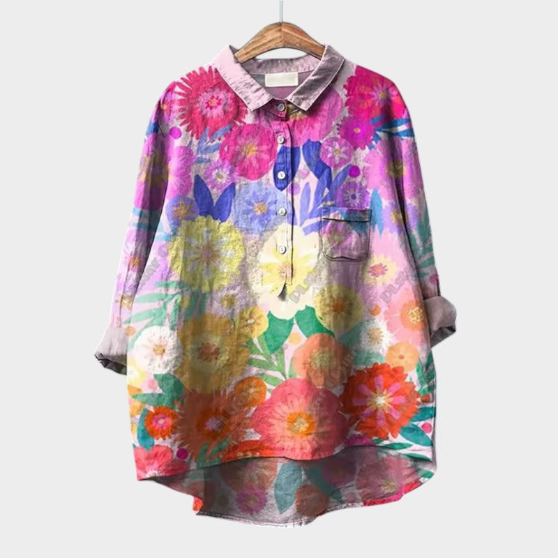 FRANCESCA | Floral Oversize Blouse with Bright Colours and Elegant Comfort for Everyday