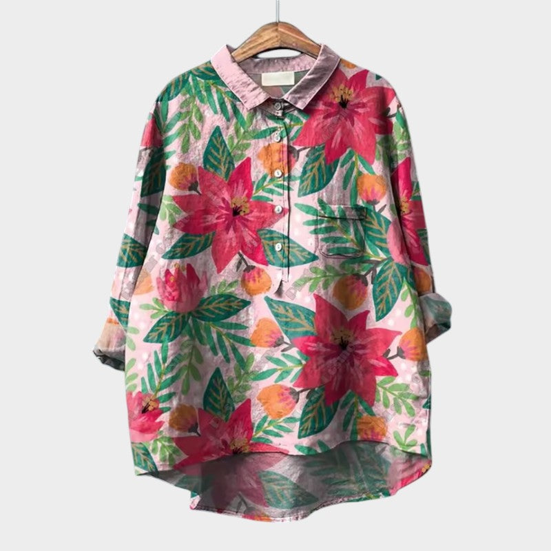 FRANCESCA | Floral Oversize Blouse with Bright Colours and Elegant Comfort for Everyday