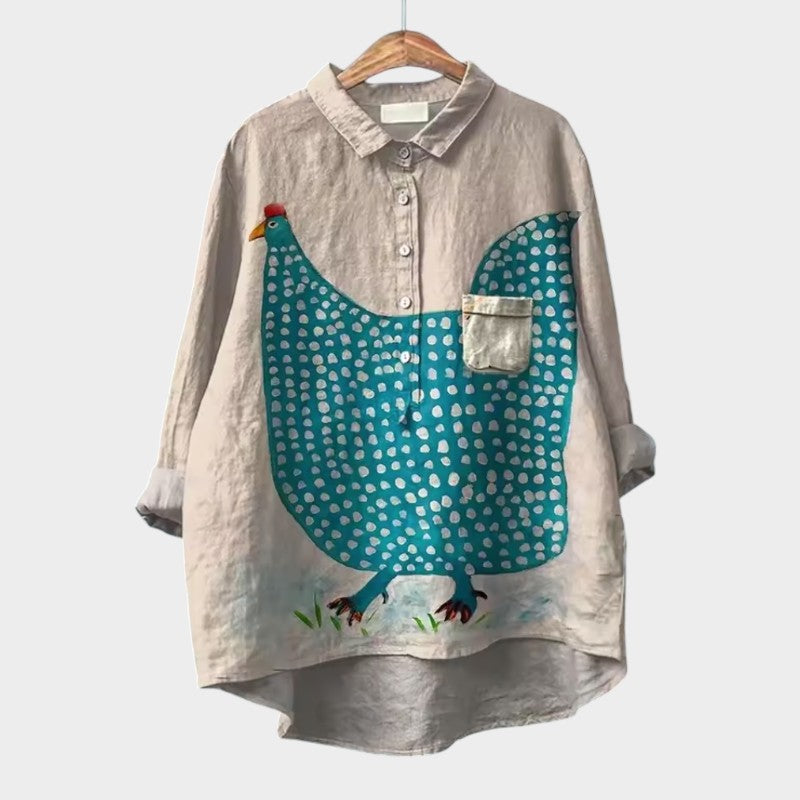 ELISABETTA | Oversize Floral Blouse with Comfort Wrap for Carefree Days