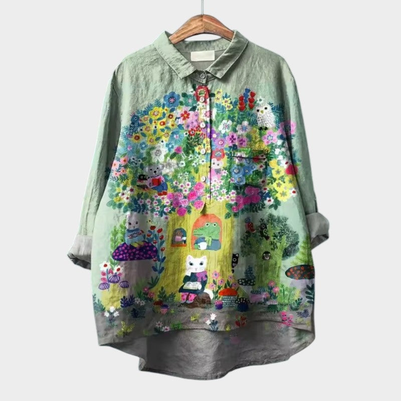 ELISABETTA | Oversize Floral Blouse with Comfort Wrap for Carefree Days