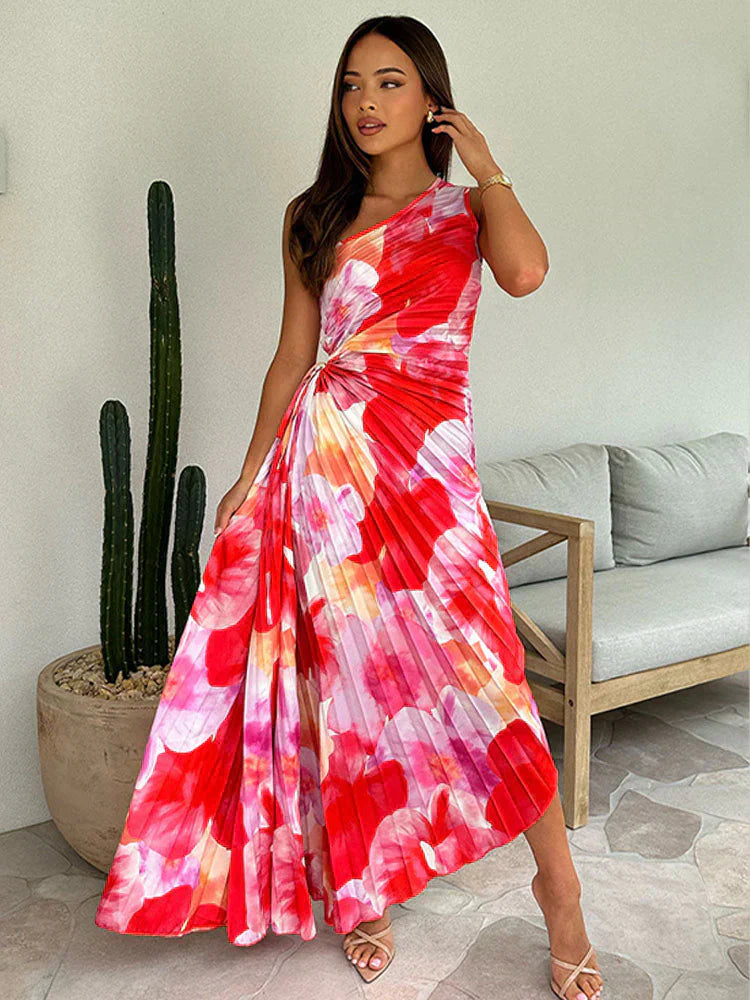 Sophie – One Shoulder Pleated Midi Dress