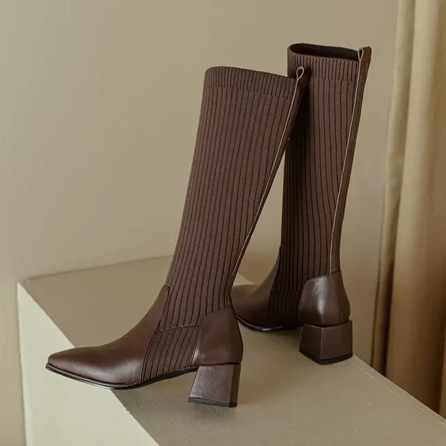 Knitted long boots