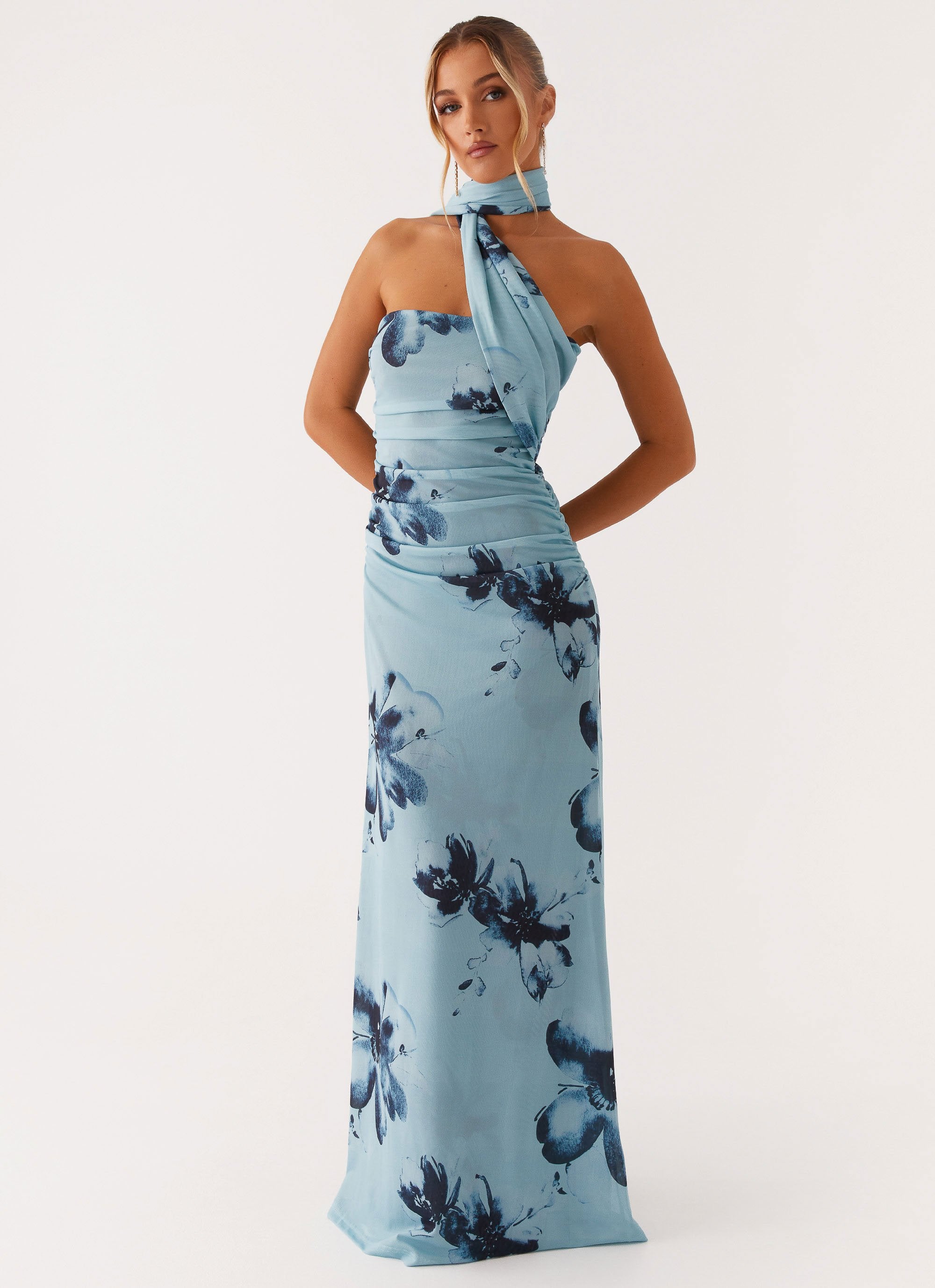 Chiara – Draped Neckline Halter Gown