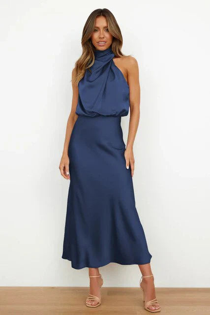 Benthe – Draped Halter Neck Dress