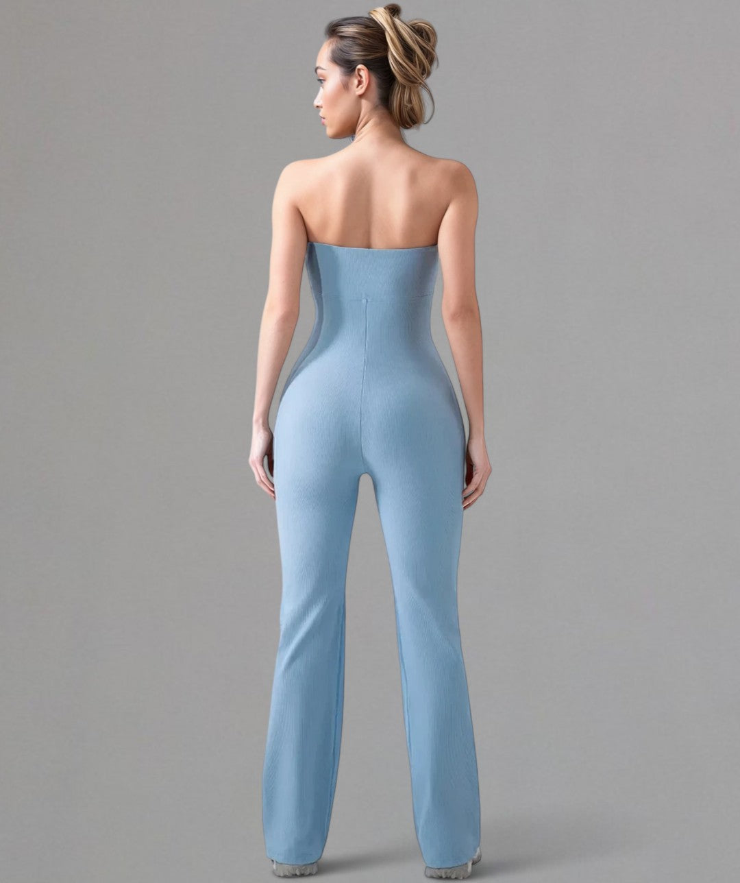 Sophie – Strapless Ribbed Wide-Leg Jumpsuit